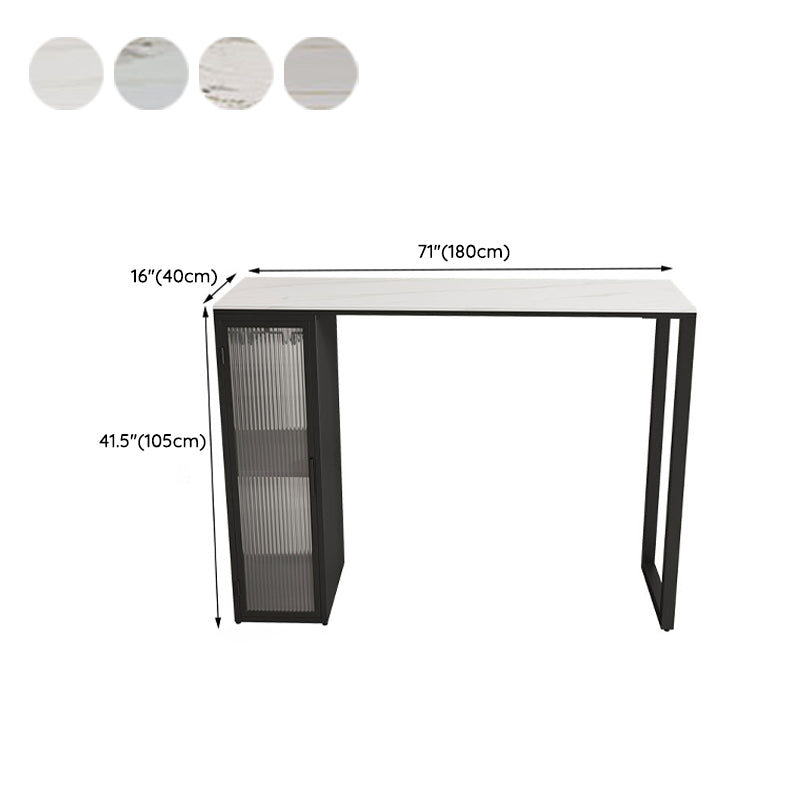 Modern Bar Table Set 1/2/3 Pieces Stone Rectangle Bar table with Upholstered Stools
