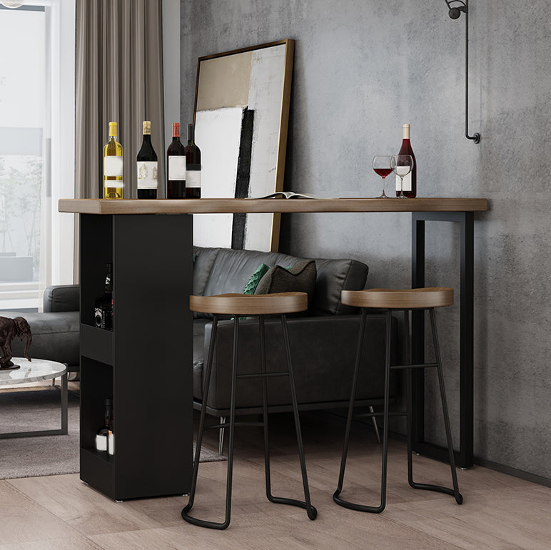 Industrial Style Bar Table Set 1/3 Pieces Solid Wood Rectangle Table and Stool Set