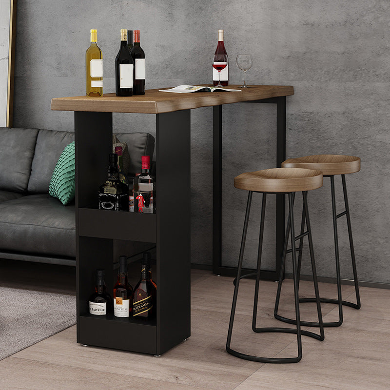 Industrial Style Bar Table Set 1/3 Pieces Solid Wood Rectangle Table and Stool Set