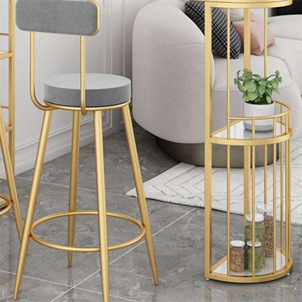 Modern Style Bar Table Set 1/3 Pieces Stone Bar table with Upholstered Stools