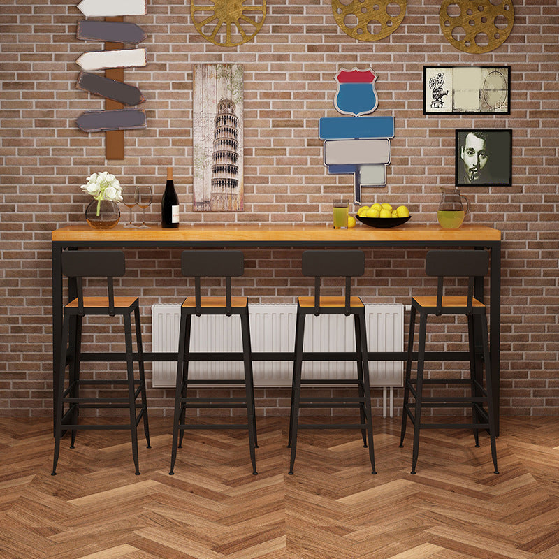 Contemporary Rectangle Bar Set 1/5 Pieces Solid Wood Pub Dining Set for Dining Room