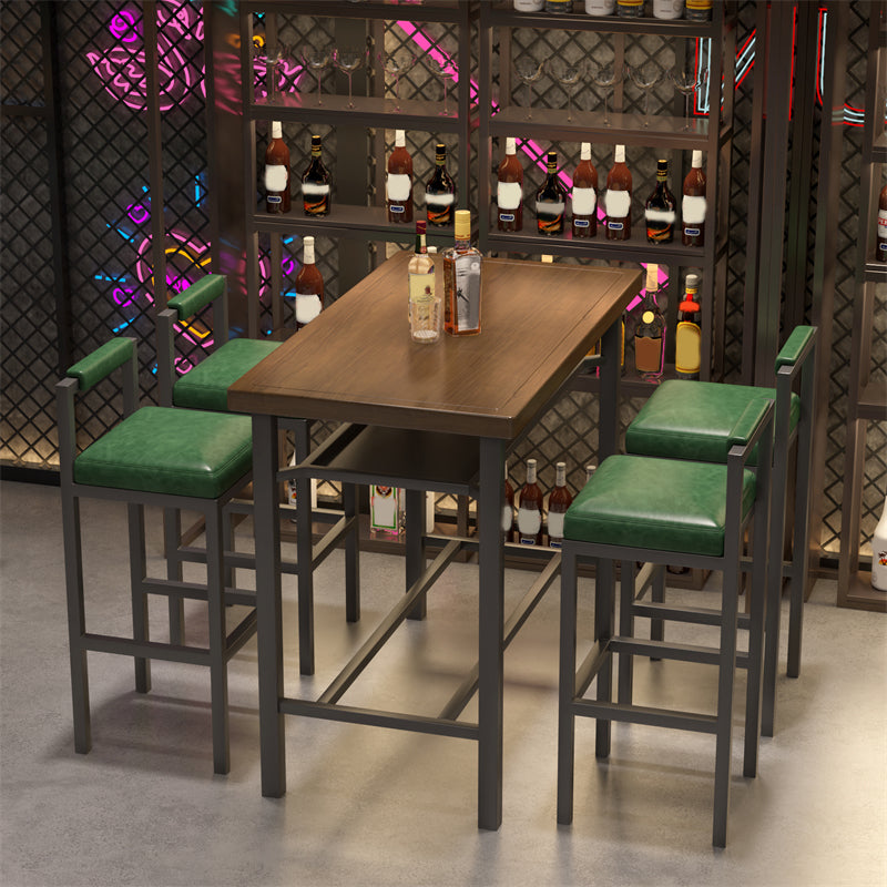 Modern 1/2/5 Pieces Bar Table Set Pine Wood Counter Table with High Stools