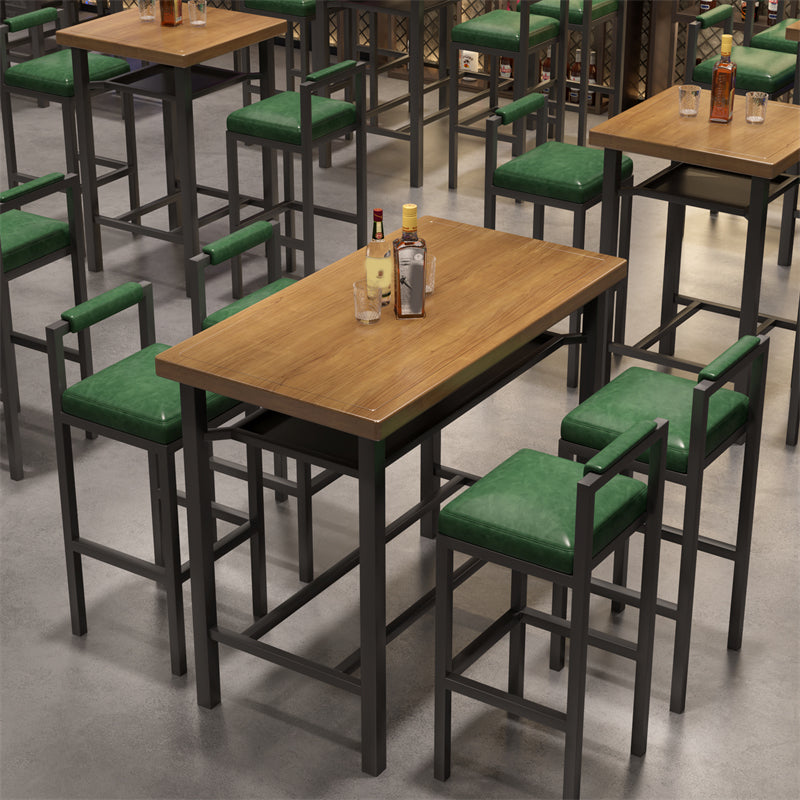 Modern 1/2/5 Pieces Bar Table Set Pine Wood Counter Table with High Stools