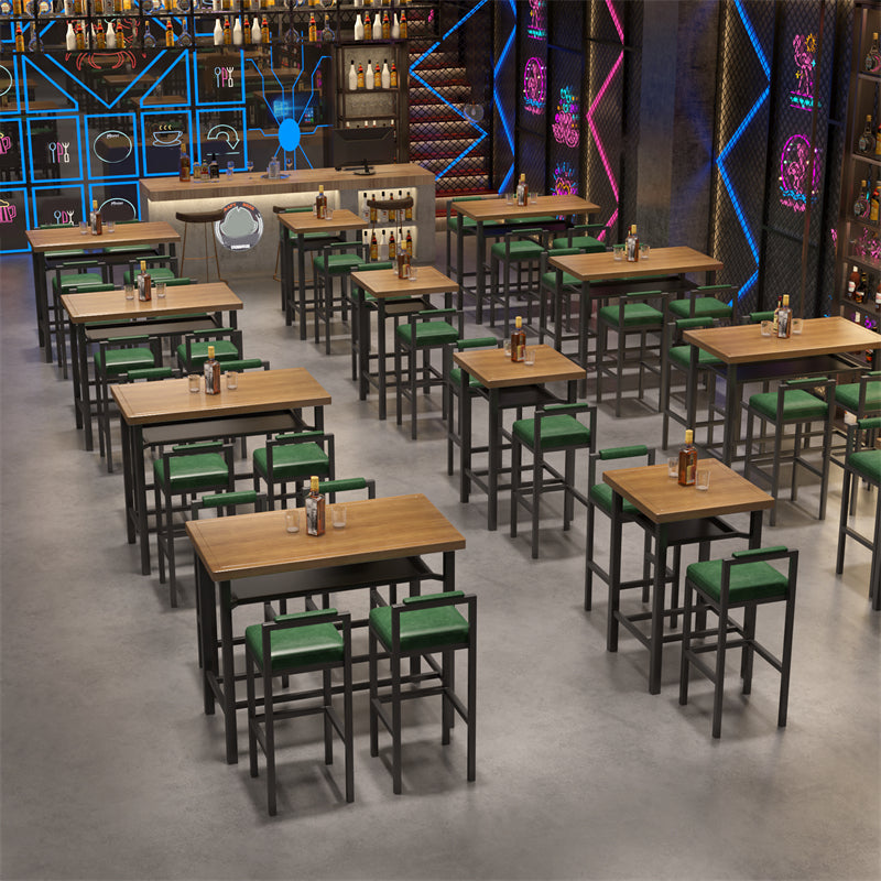 Modern 1/2/5 Pieces Bar Table Set Pine Wood Counter Table with High Stools