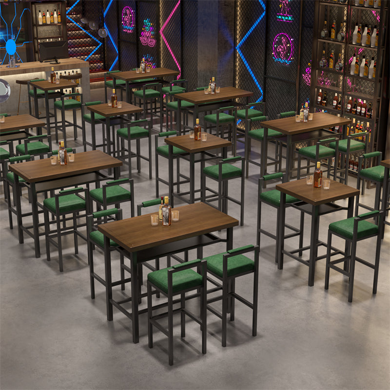 Modern 1/2/5 Pieces Bar Table Set Pine Wood Counter Table with High Stools