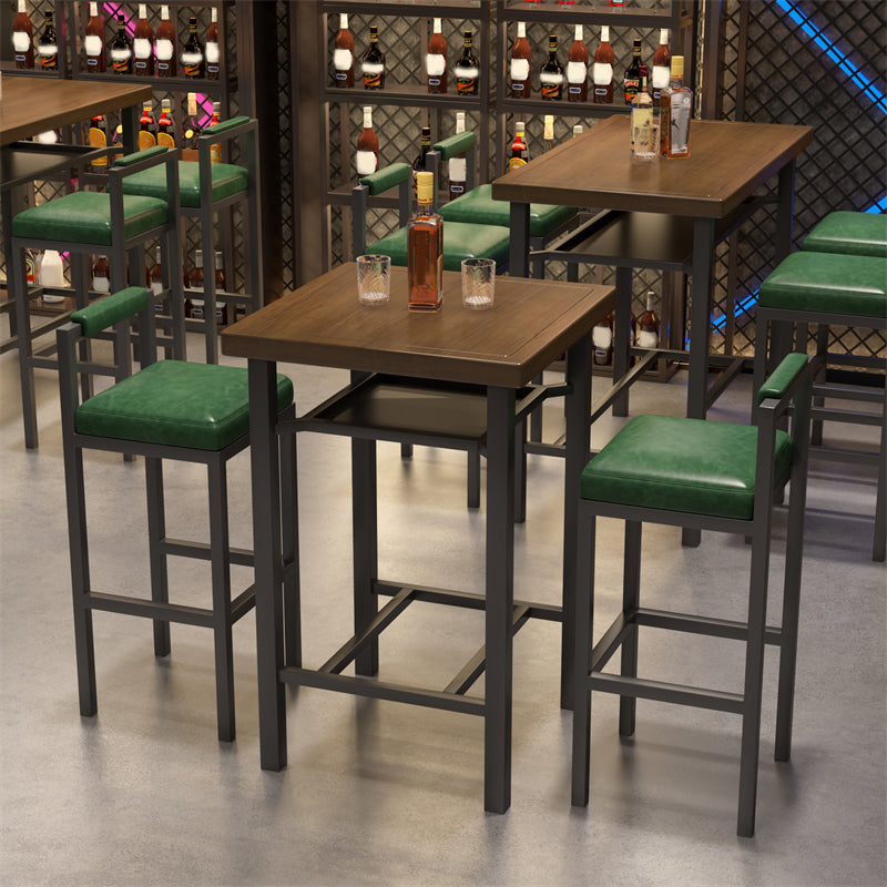 Modern 1/2/5 Pieces Bar Table Set Pine Wood Counter Table with High Stools