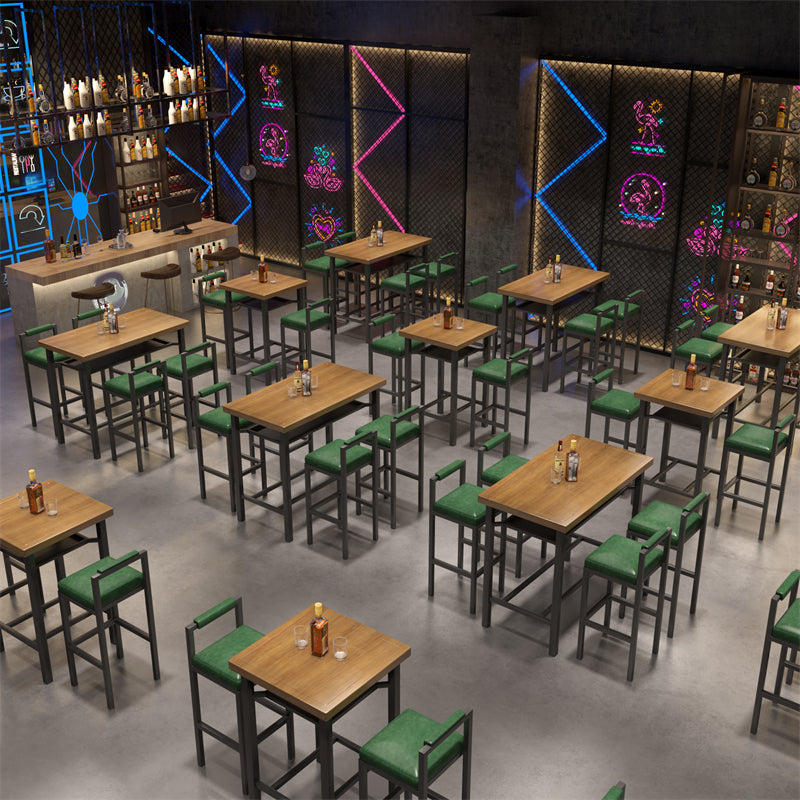 Modern 1/2/5 Pieces Bar Table Set Pine Wood Counter Table with High Stools