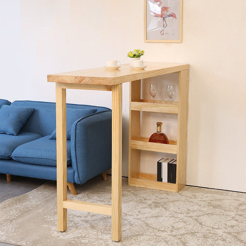 Modern 1/2/3/4 Pieces Bar Table Set Rectangle Pine Wood Counter Table with High Stools