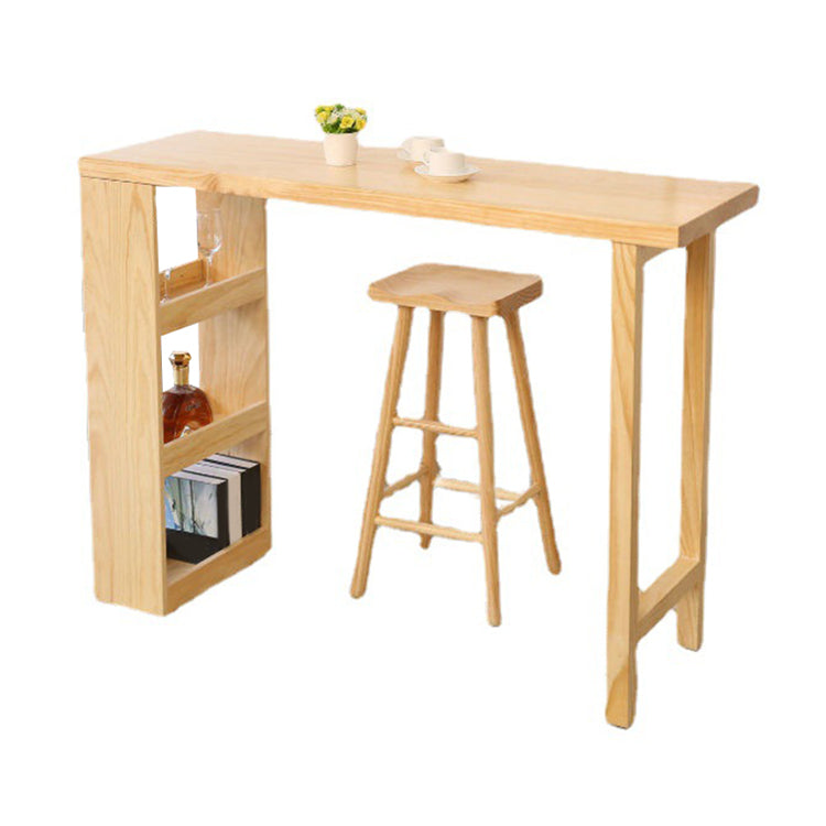 Modern 1/2/3/4 Pieces Bar Table Set Rectangle Pine Wood Counter Table with High Stools