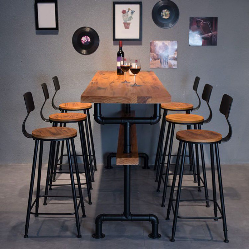 Modern 1/2/7 Pieces Bar Table Set Rectangle Pine Wood Counter Table with High Stools