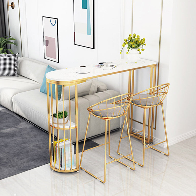 Glam Style Stone 1/2/3 Pieces Bar Table Set Rectangle Bar Table with Metal Legs for Home