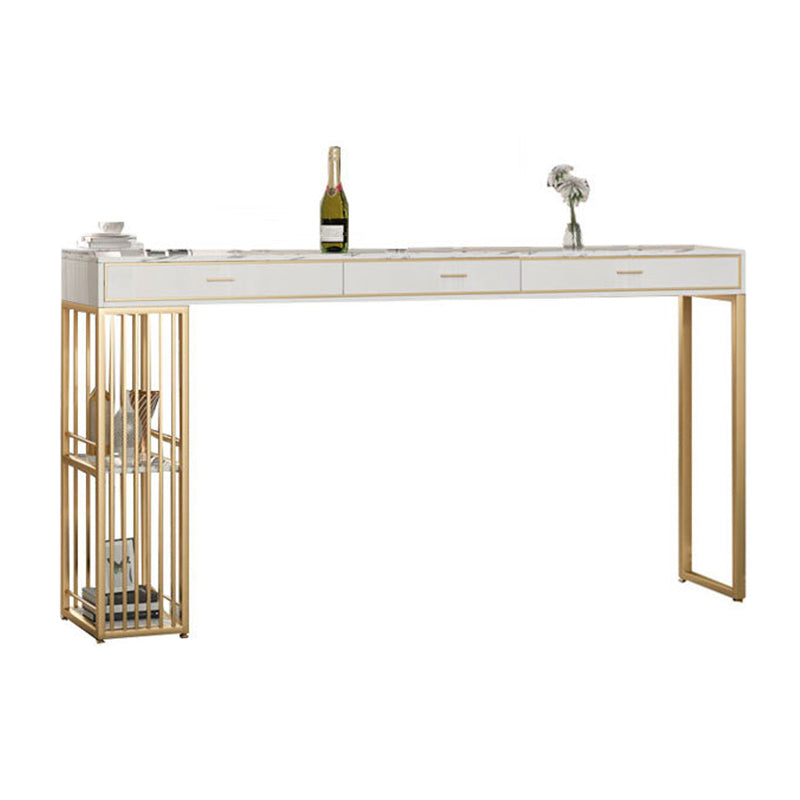 Stone Bar Table Set Glam Style Rectangle 1/3 Pieces Pub Table Set for Indoor