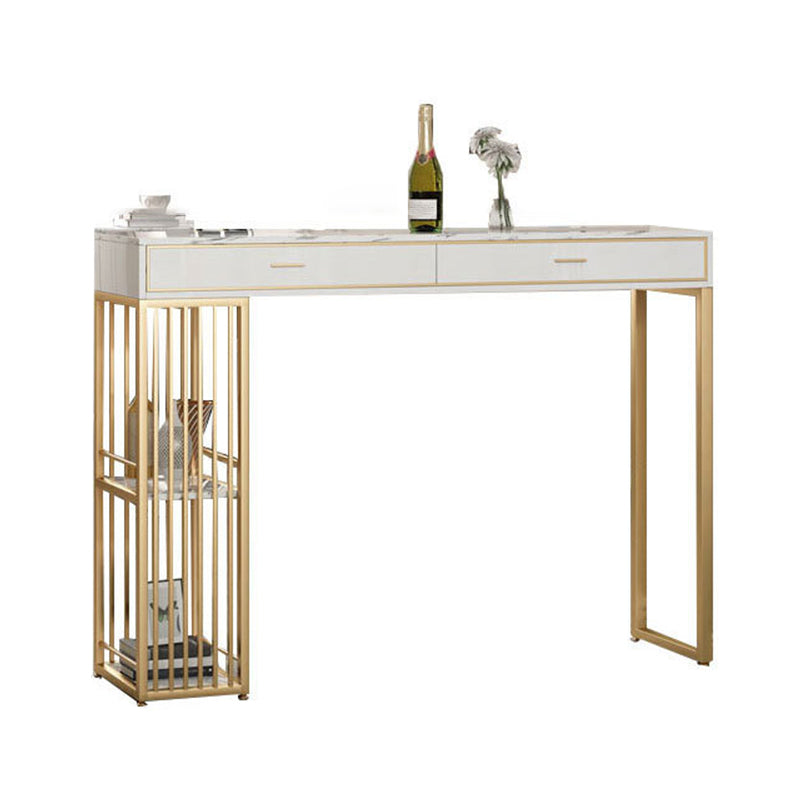 Stone Bar Table Set Glam Style Rectangle 1/3 Pieces Pub Table Set for Indoor