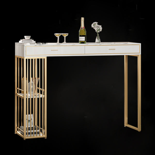 Stone Bar Table Set Glam Style Rectangle 1/3 Pieces Pub Table Set for Indoor