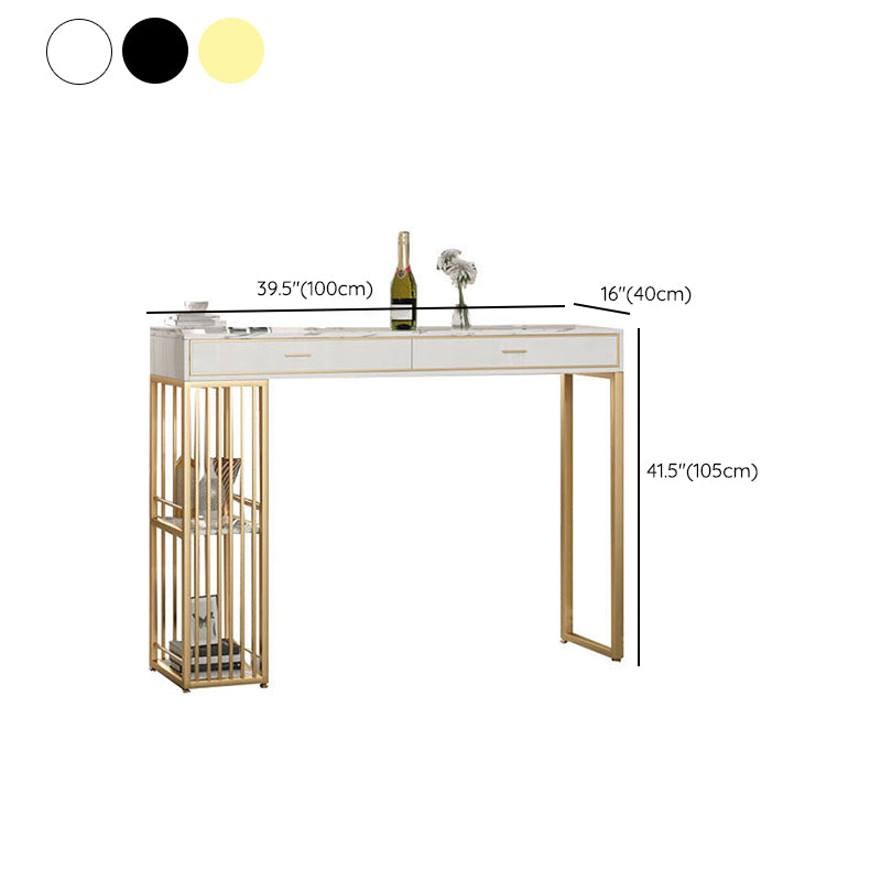 Stone Bar Table Set Glam Style Rectangle 1/3 Pieces Pub Table Set for Indoor