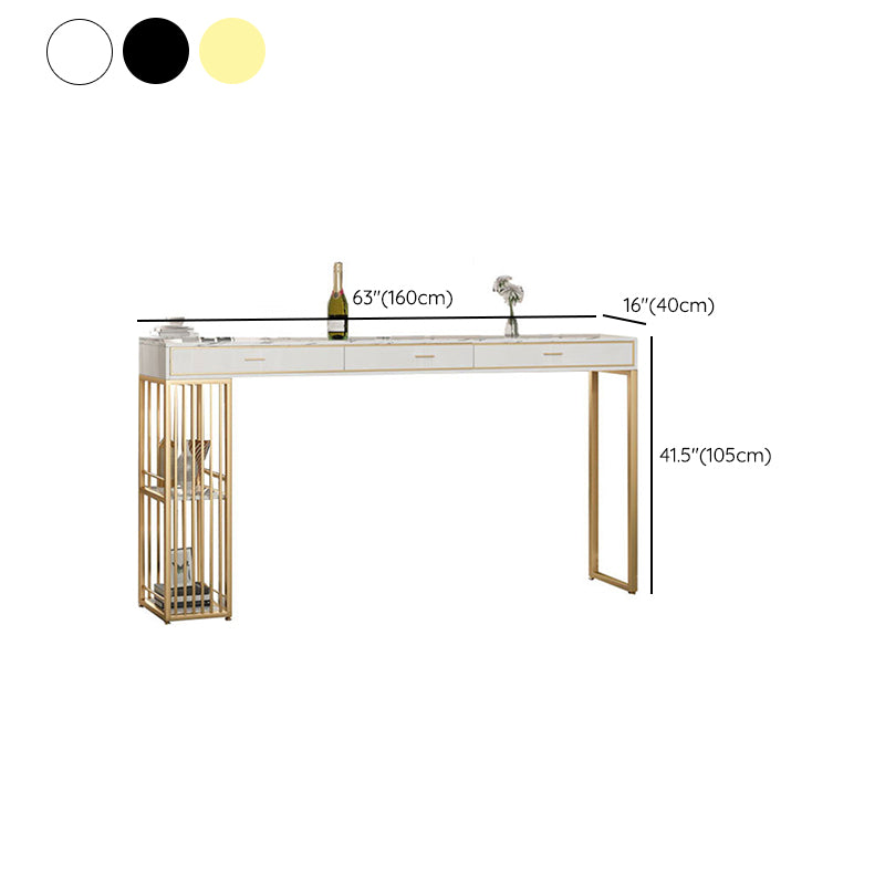 Stone Bar Table Set Glam Style Rectangle 1/3 Pieces Pub Table Set for Indoor