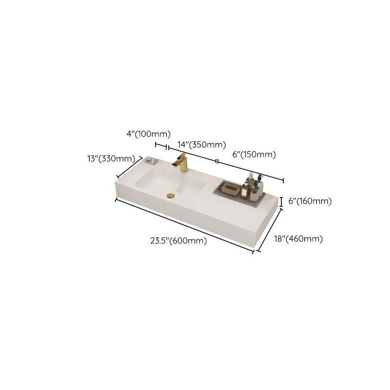 Modern Undermount Bathroom Sink Rectangular Pop-Up Drain Wash Stand without Faucet