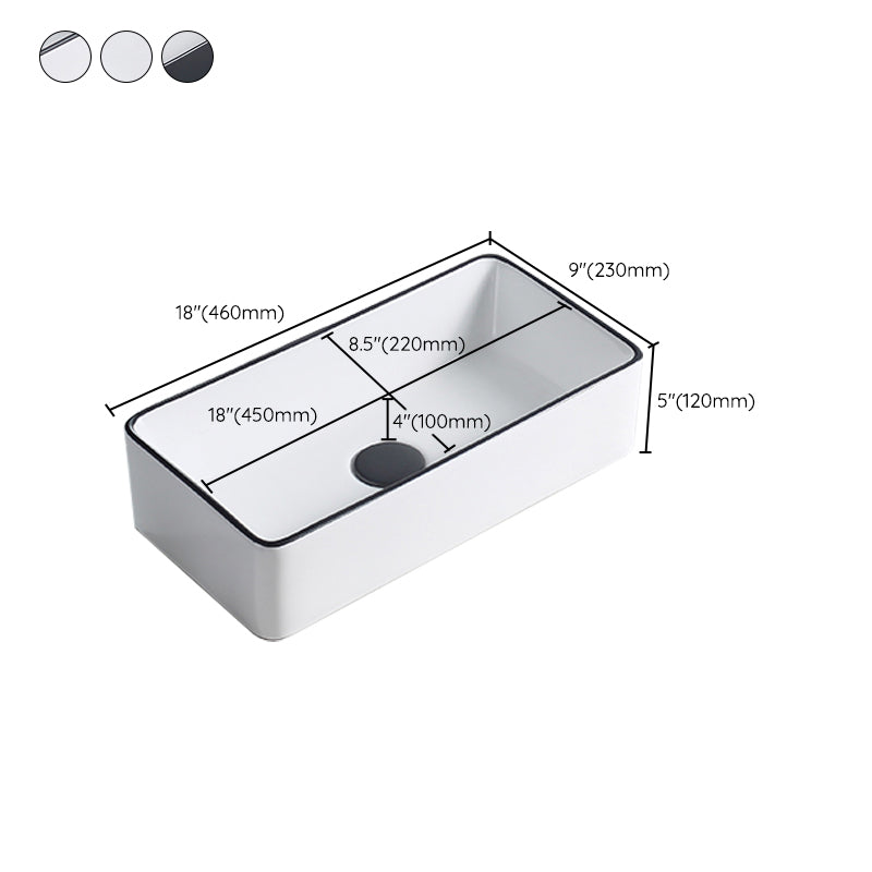 Modern Porcelain Trough Sink Rectangular Trough Bathroom Sink