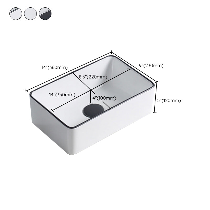 Modern Porcelain Trough Sink Rectangular Trough Bathroom Sink
