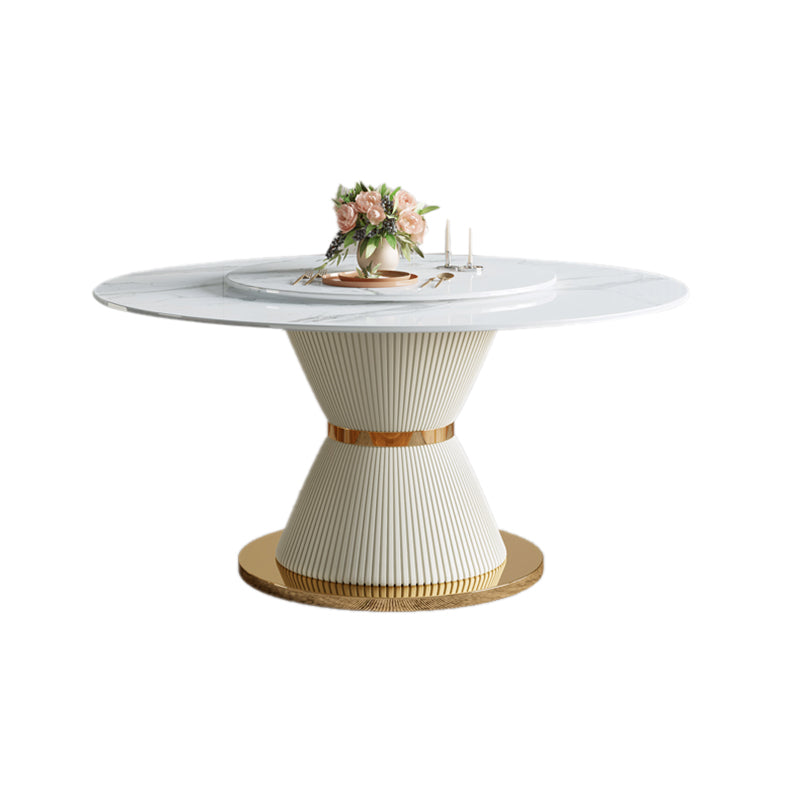 Luxury Round Dining Table Solid Wood Pedestal Dining Table for Dining Room