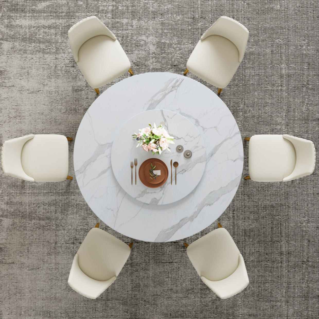 Luxury Round Dining Table Solid Wood Pedestal Dining Table for Dining Room