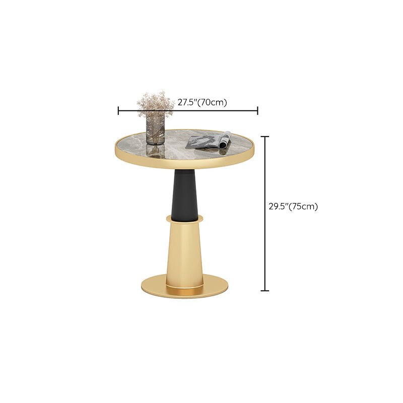 Modern Round Dining Table for Kitchen Glossy Grey Dinette Table with Metal Base
