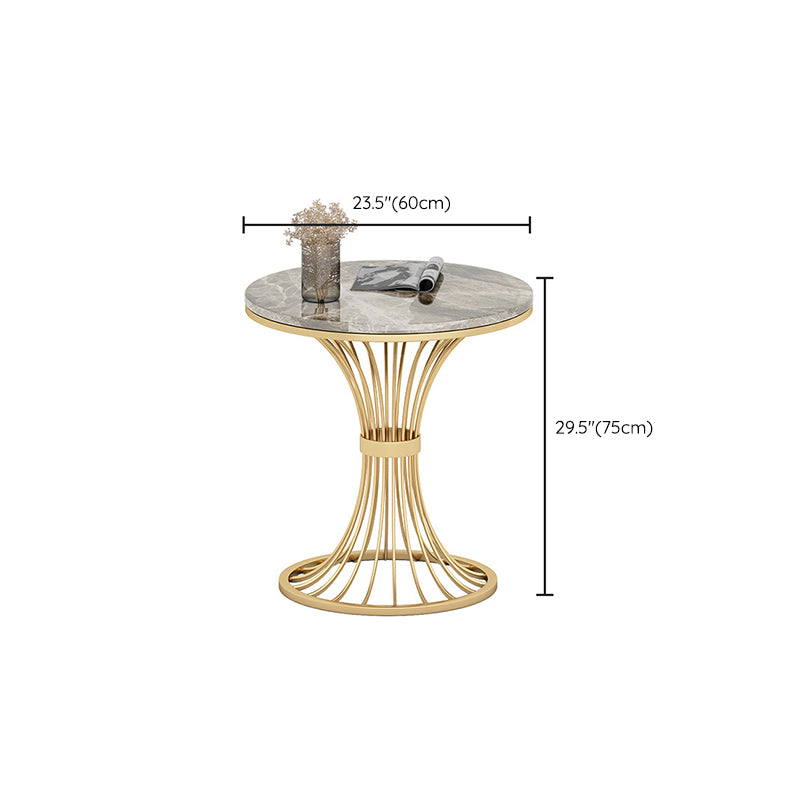 Modern Round Dining Table for Kitchen Glossy Grey Dinette Table with Metal Base
