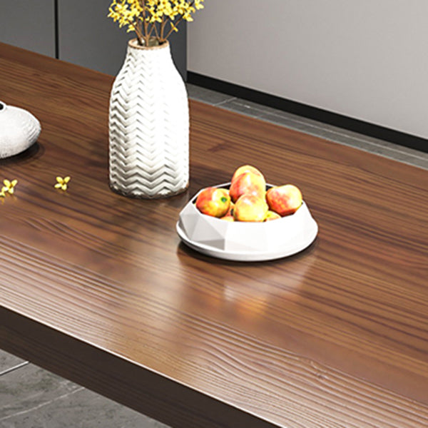 Industrial Rectangle Dining Table Solid Wood Top Dining Table with Double Pedestal Base