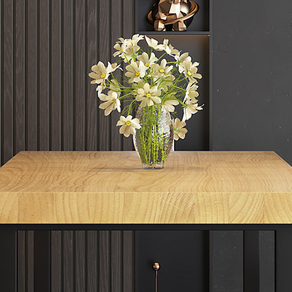 Industrial Trestle Base Dining Table Rectangle Solid Wood Dining Table