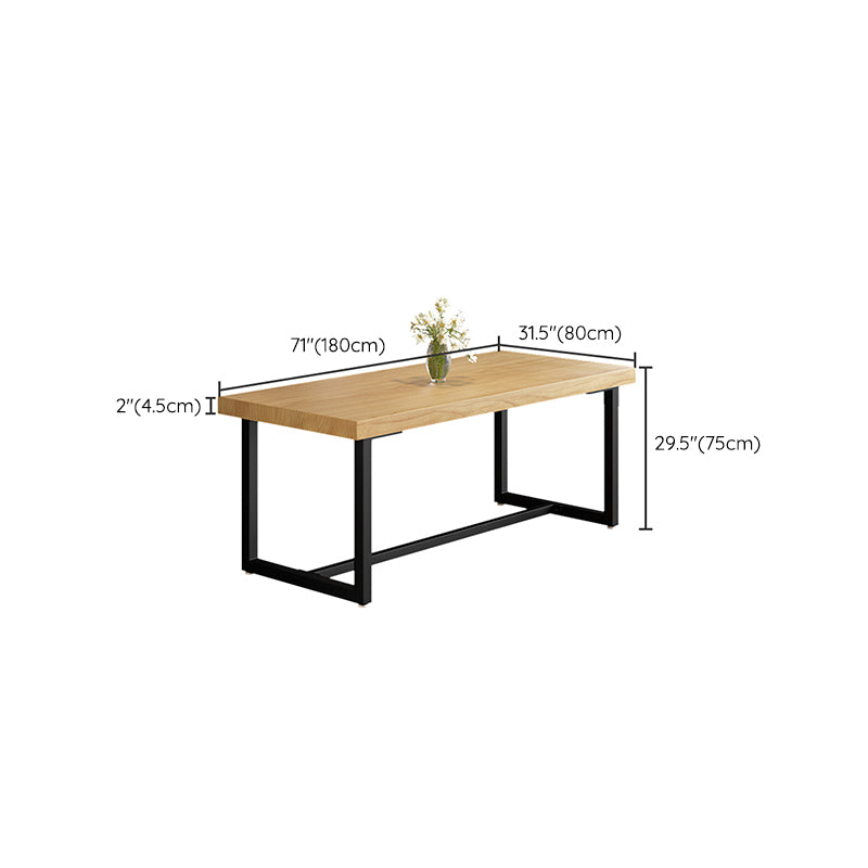 Industrial Trestle Base Dining Table Rectangle Solid Wood Dining Table