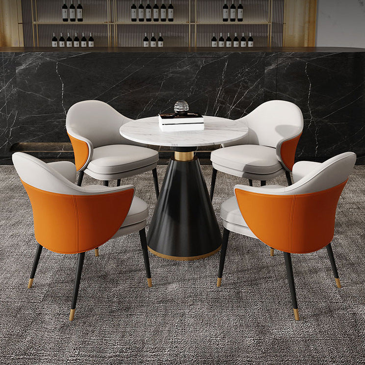 Round Dining Table with Pedestal Base Traditional Luxury Stone Top Table for Home