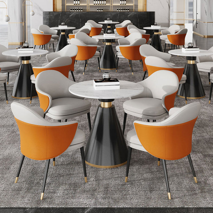 Round Dining Table with Pedestal Base Traditional Luxury Stone Top Table for Home