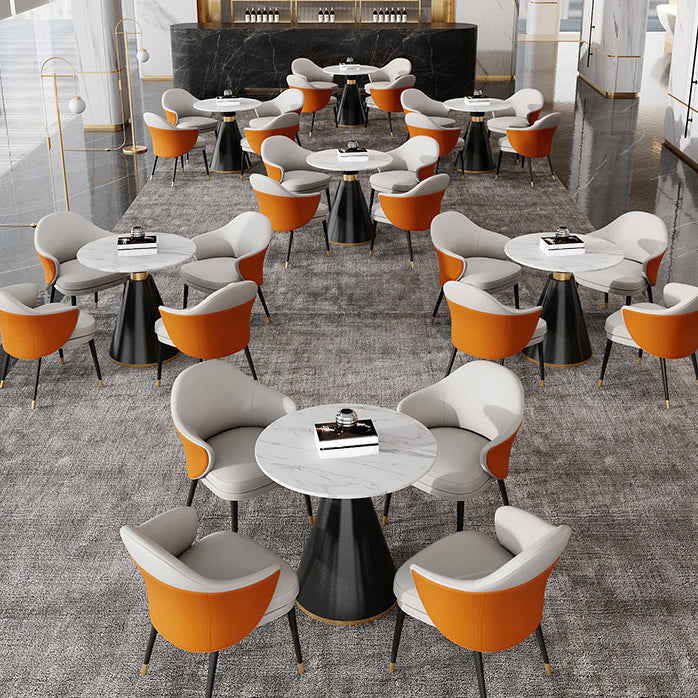 Round Dining Table with Pedestal Base Traditional Luxury Stone Top Table for Home