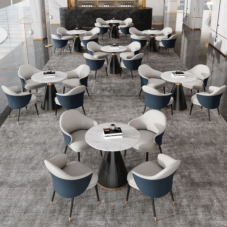 Round Dining Table with Pedestal Base Traditional Luxury Stone Top Table for Home