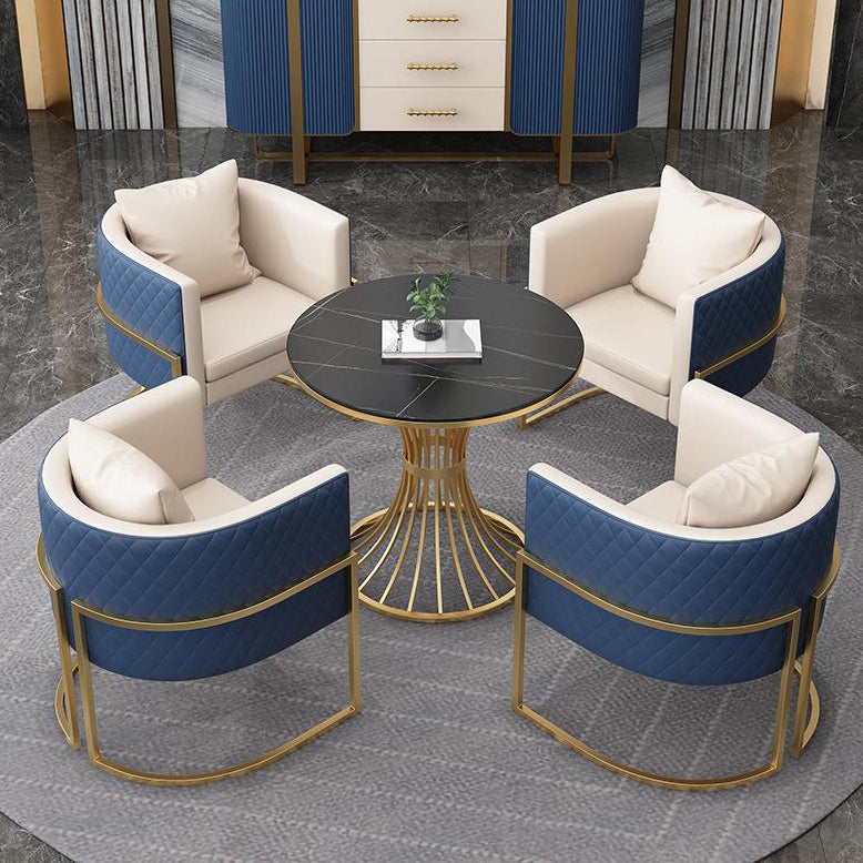 Matte Finish Stone Top Dinette Table for Home Traditional Luxury Round Dining Table