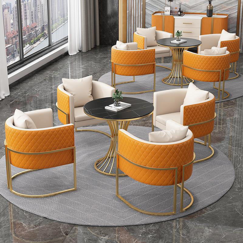 Matte Finish Stone Top Dinette Table for Home Traditional Luxury Round Dining Table