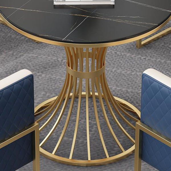 Matte Finish Stone Top Dinette Table for Home Traditional Luxury Round Dining Table