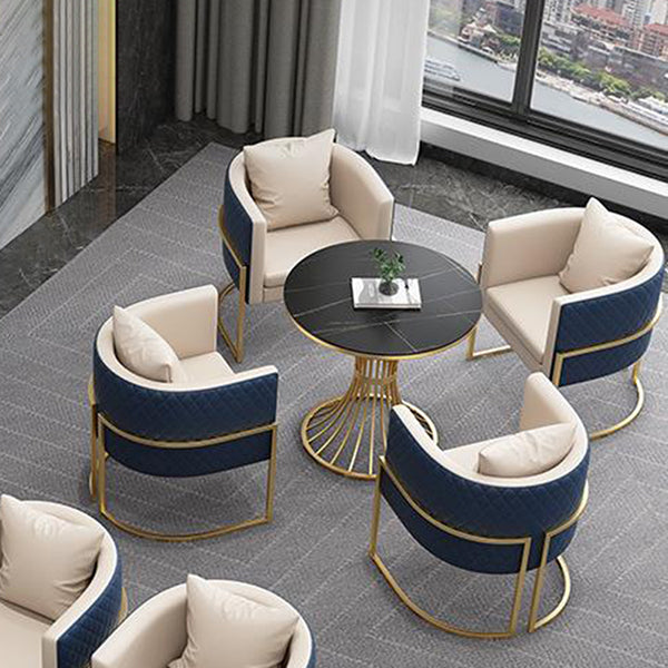 Matte Finish Stone Top Dinette Table for Home Traditional Luxury Round Dining Table