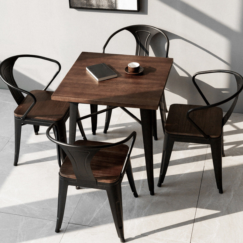 Industrial 4 Legs Pedestal Dining Table Pine Table for Dining Room
