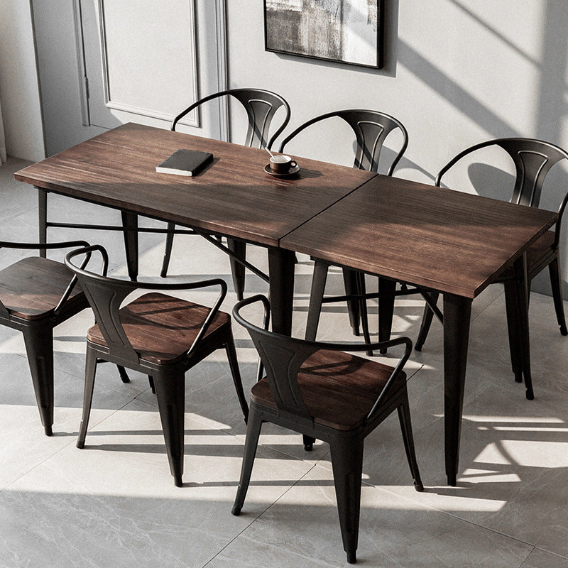 Industrial 4 Legs Pedestal Dining Table Pine Table for Dining Room