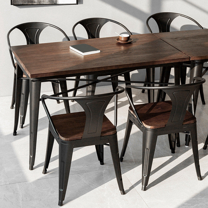 Industrial 4 Legs Pedestal Dining Table Pine Table for Dining Room