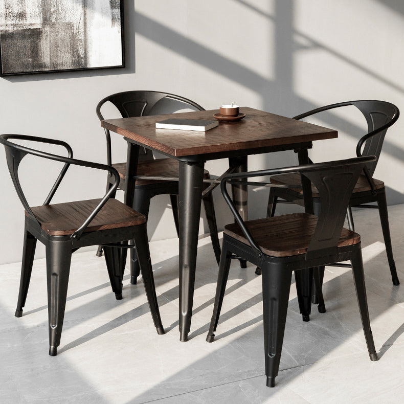 Industrial 4 Legs Pedestal Dining Table Pine Table for Dining Room