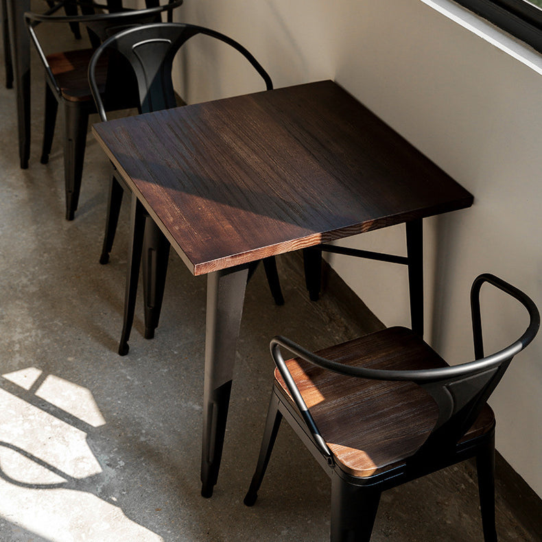 Industrial 4 Legs Pedestal Dining Table Pine Table for Dining Room