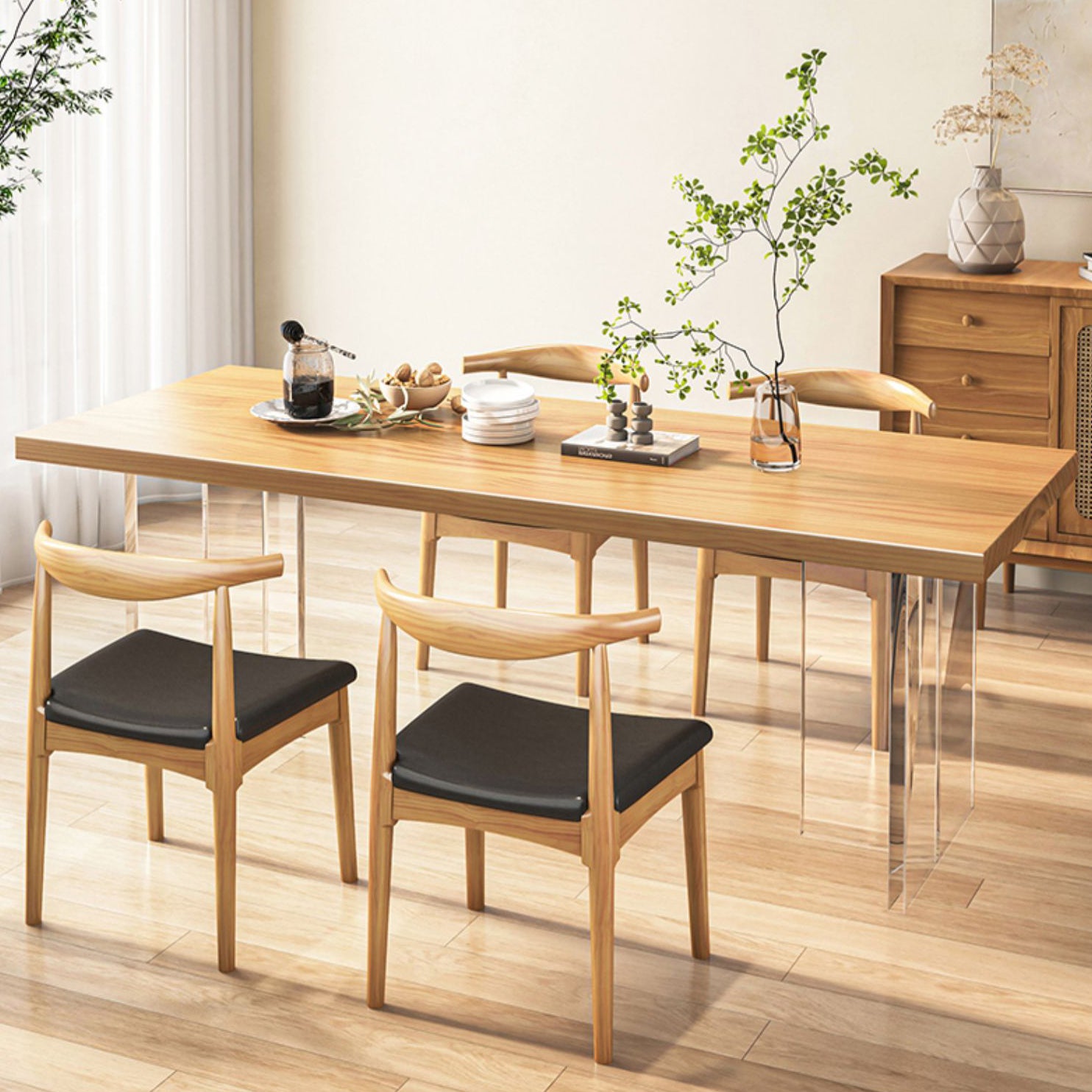 Industrial Double Pedestal Dining Table Pine Table for Dining Room Kitchen