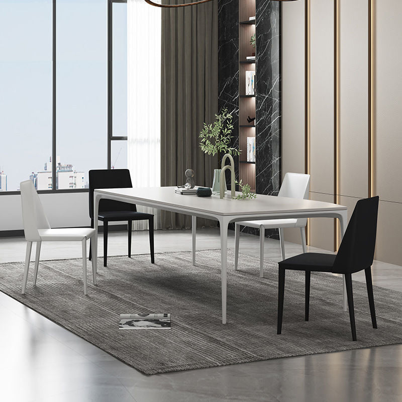 Contemporary Sintered Stone Dining Table Rectangle Table with Metal Legs for Home Use