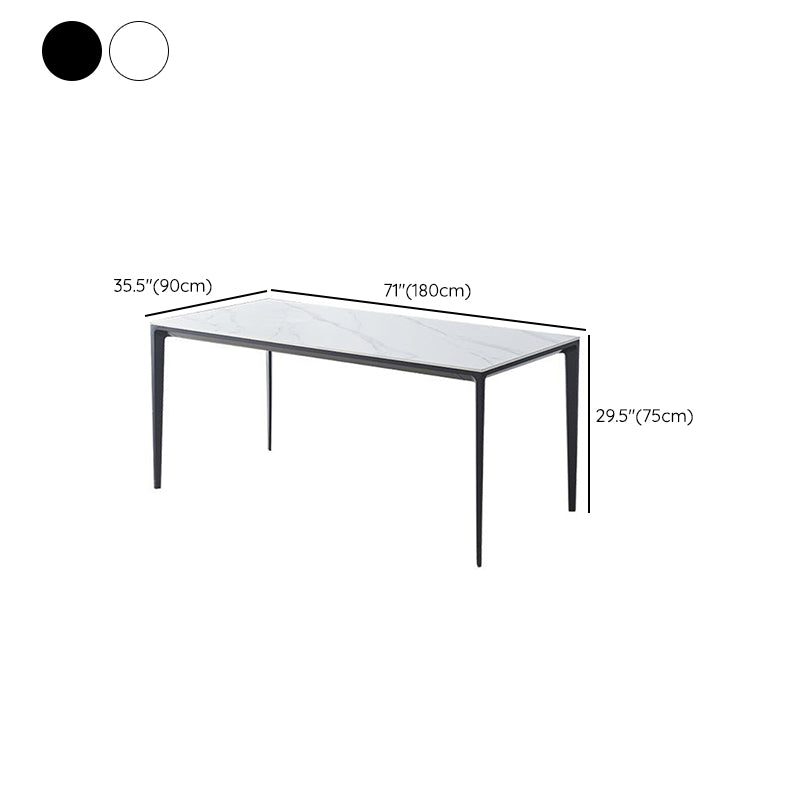 Contemporary Sintered Stone Dining Table Rectangle Table with Metal Legs for Home Use