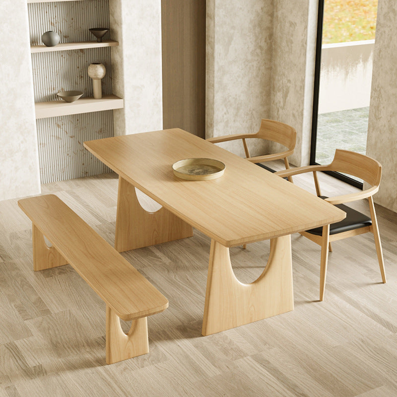 Industrial Double Pedestal Dining Table Pine Wood Table for Dining Room Cafe