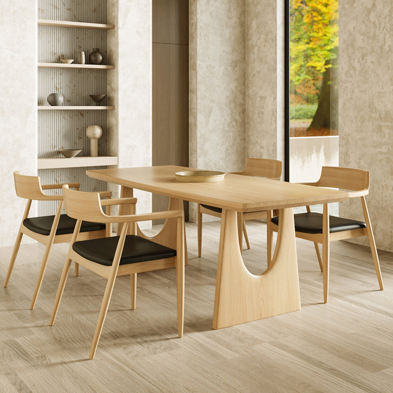 Industrial Double Pedestal Dining Table Pine Wood Table for Dining Room Cafe