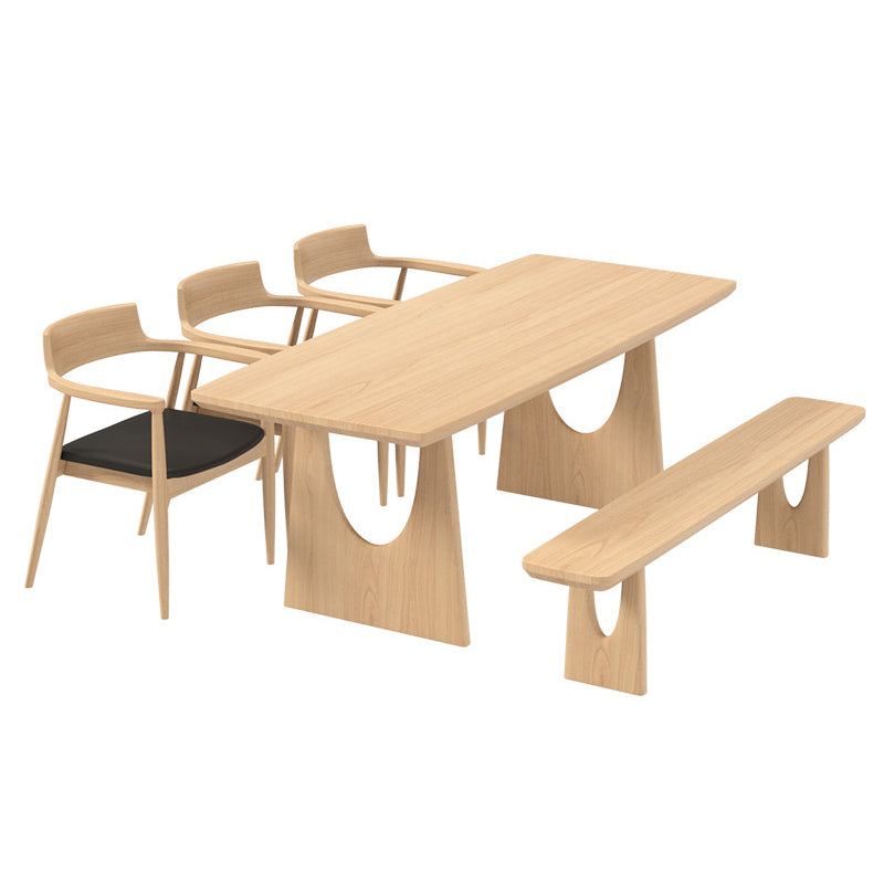 Industrial Double Pedestal Dining Table Pine Wood Table for Dining Room Cafe
