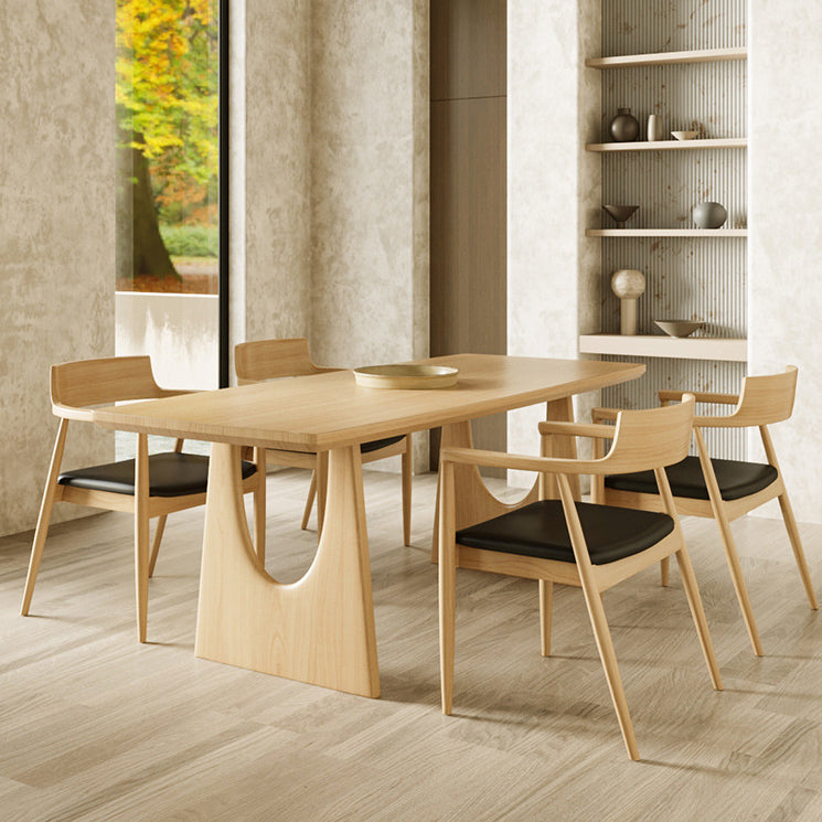 Industrial Double Pedestal Dining Table Pine Wood Table for Dining Room Cafe